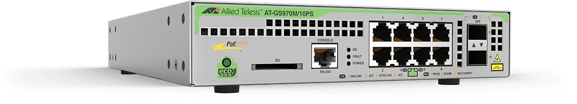 ALLIED TELESIS BOX GS970M/10PS Managed L3 Gigabit Ethernet (10/100/1000) Power over (PoE) Grey AT-GS970M/10PS-R-10