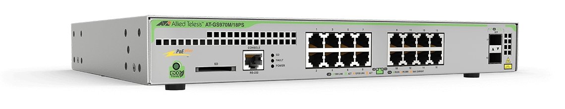 ALLIED TELESIS BOX GS970M/18PS Managed L3 Gigabit Ethernet (10/100/1000) Power over (PoE) Grey AT-GS970M/18PS-R-10