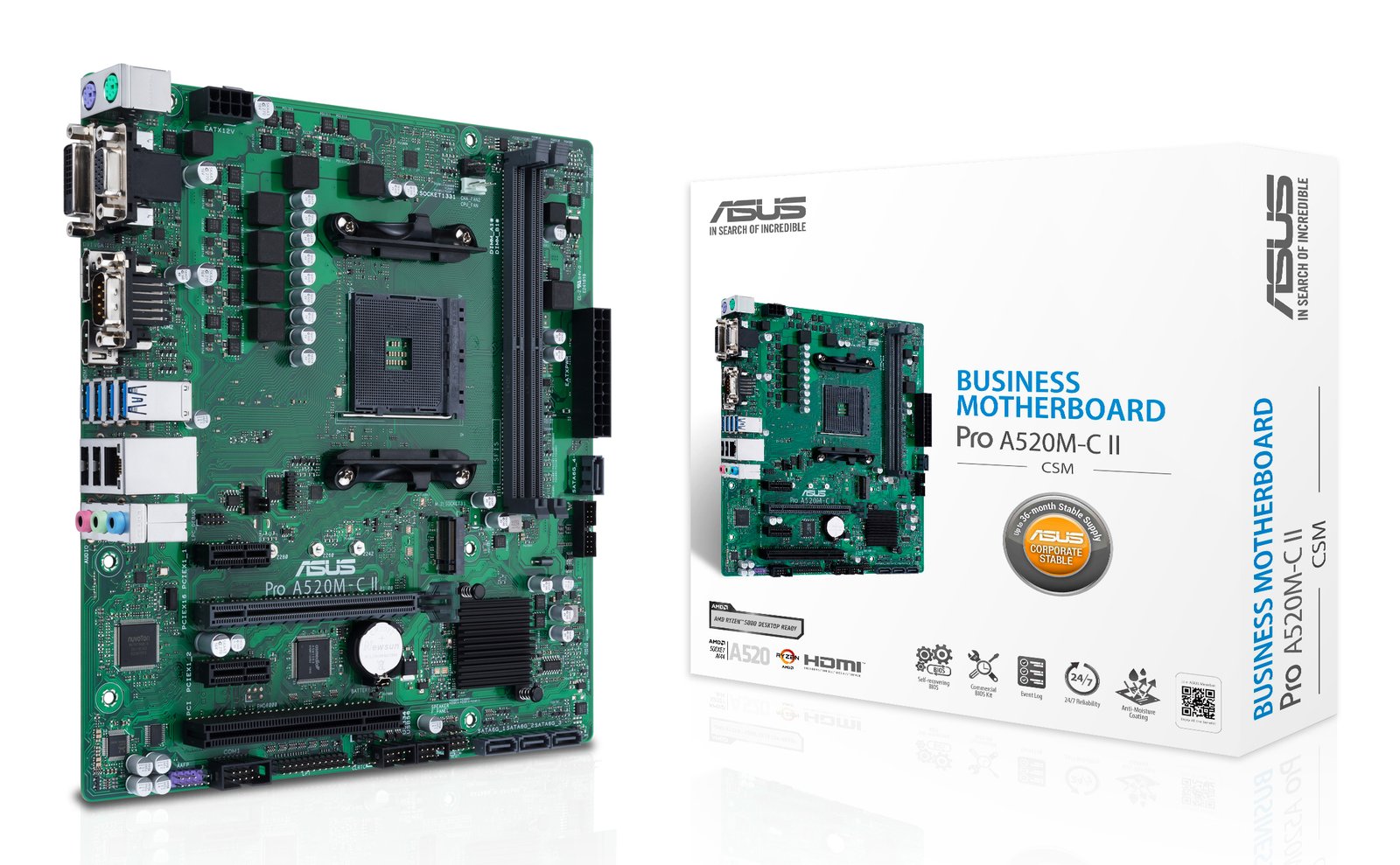 ASUS - MOTHERBOARDS PRO A520M-C II/CSM AMD A520 Socket AM4 micro ATX
