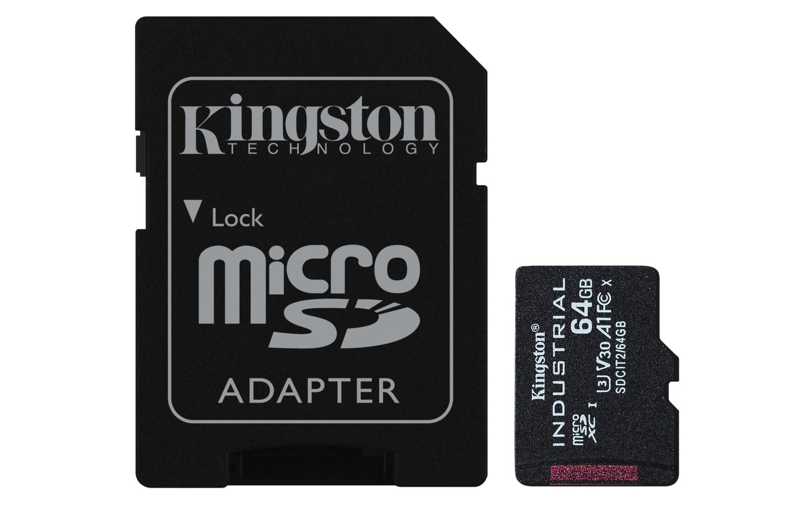 KINGSTON MOBILE Technology 64GB microSDXC Industrial C10 A1 pSLC Card + SD Adapter SDCIT2/64GB