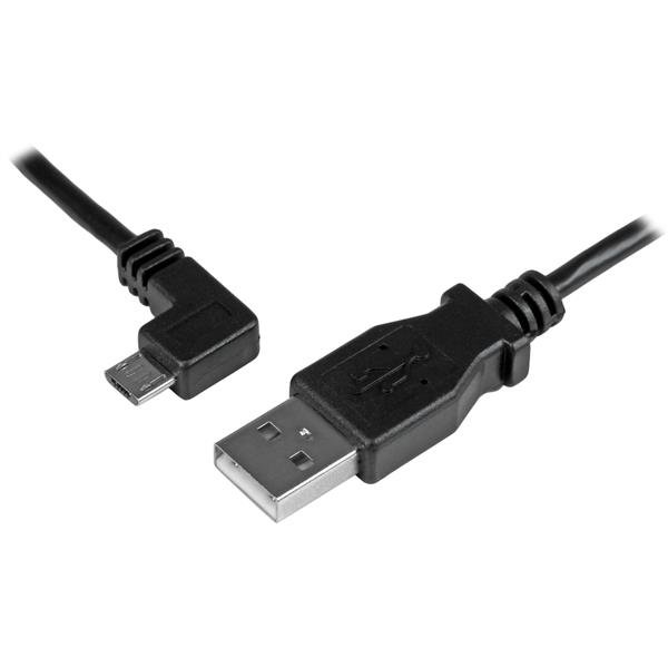 StarTech.com Micro-USB Charge-and-Sync Cable M/M - Left-Angle - 24 AWG - 0.5 m USBAUB50CMLA
