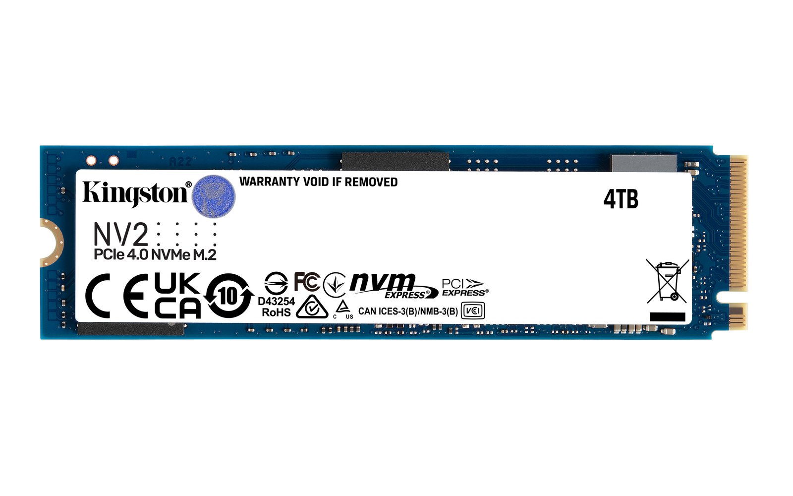 Kingston Technology 4000G NV2 M.2 2280 PCIe 4.0 NVMe SSD SNV2S/4000G