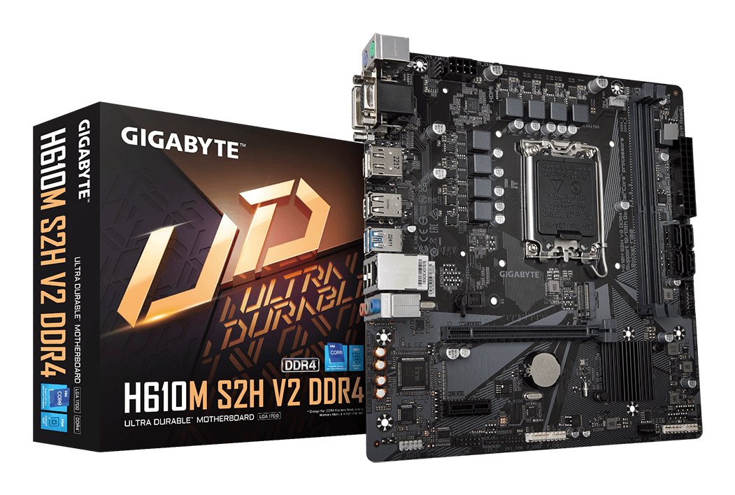 GIGABYTE H610M S2H V2 DDR4 Motherboard - Supports Intel Core 14th CPUs, 6+1+1 Hybrid Phases Digital