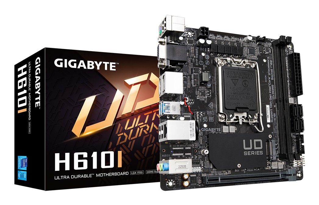 GIGABYTE H610I Motherboard - Supports Intel Core 14th CPUs, 4+1+1 Hybrid Digital VRM, up to 5600MHz