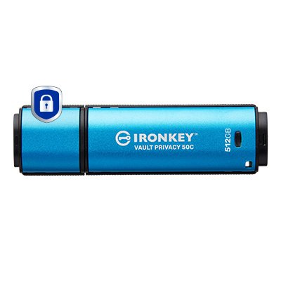 KINGSTON TECHNOLOGY FLASH IronKey 512GB USB-C Vault Privacy 50C AES-256 Encrypted, FIPS 197