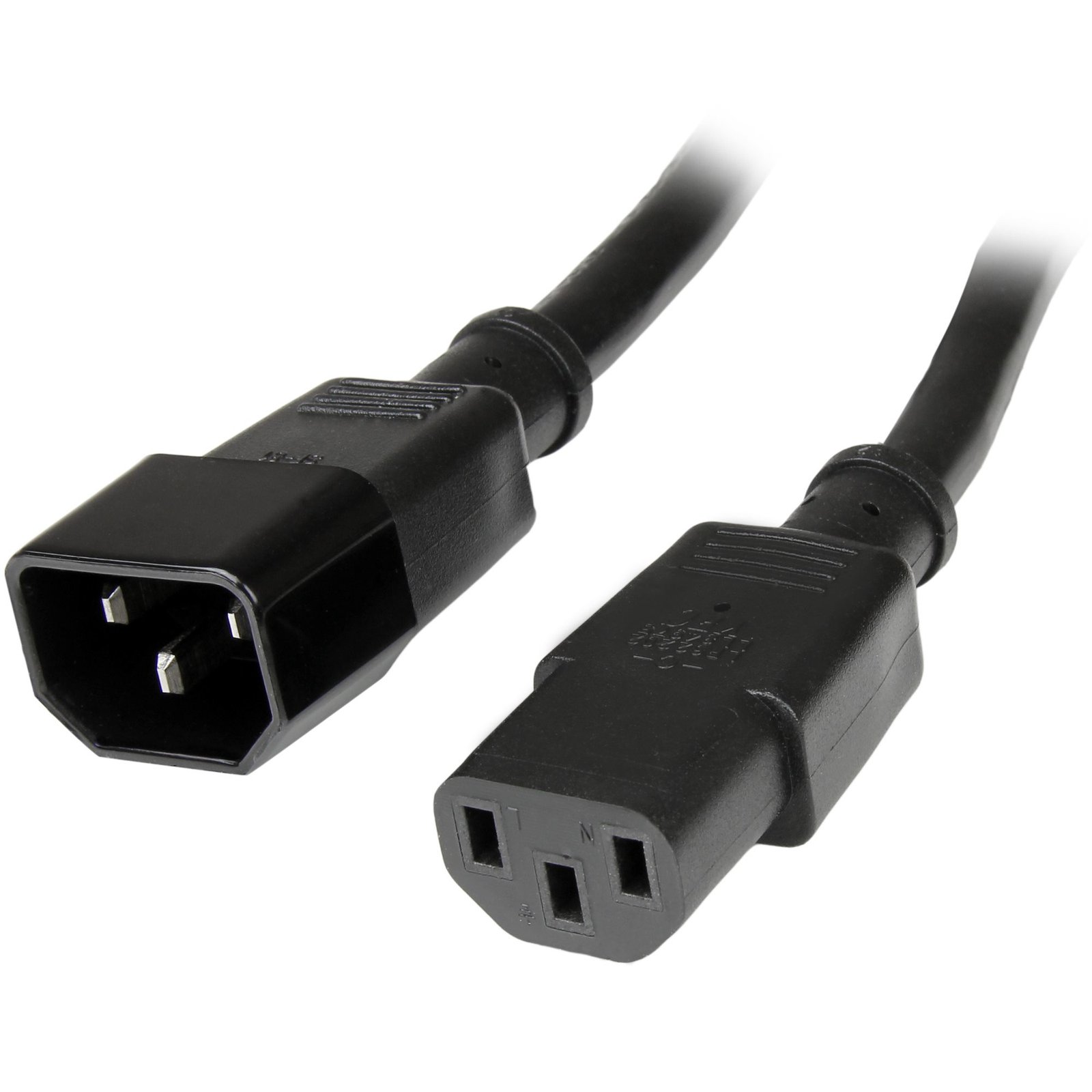 StarTech.com 3ft (1m) Power Extension Cord, C14 to C13, 10A 125V, 18AWG, Computer IEC-320-C14