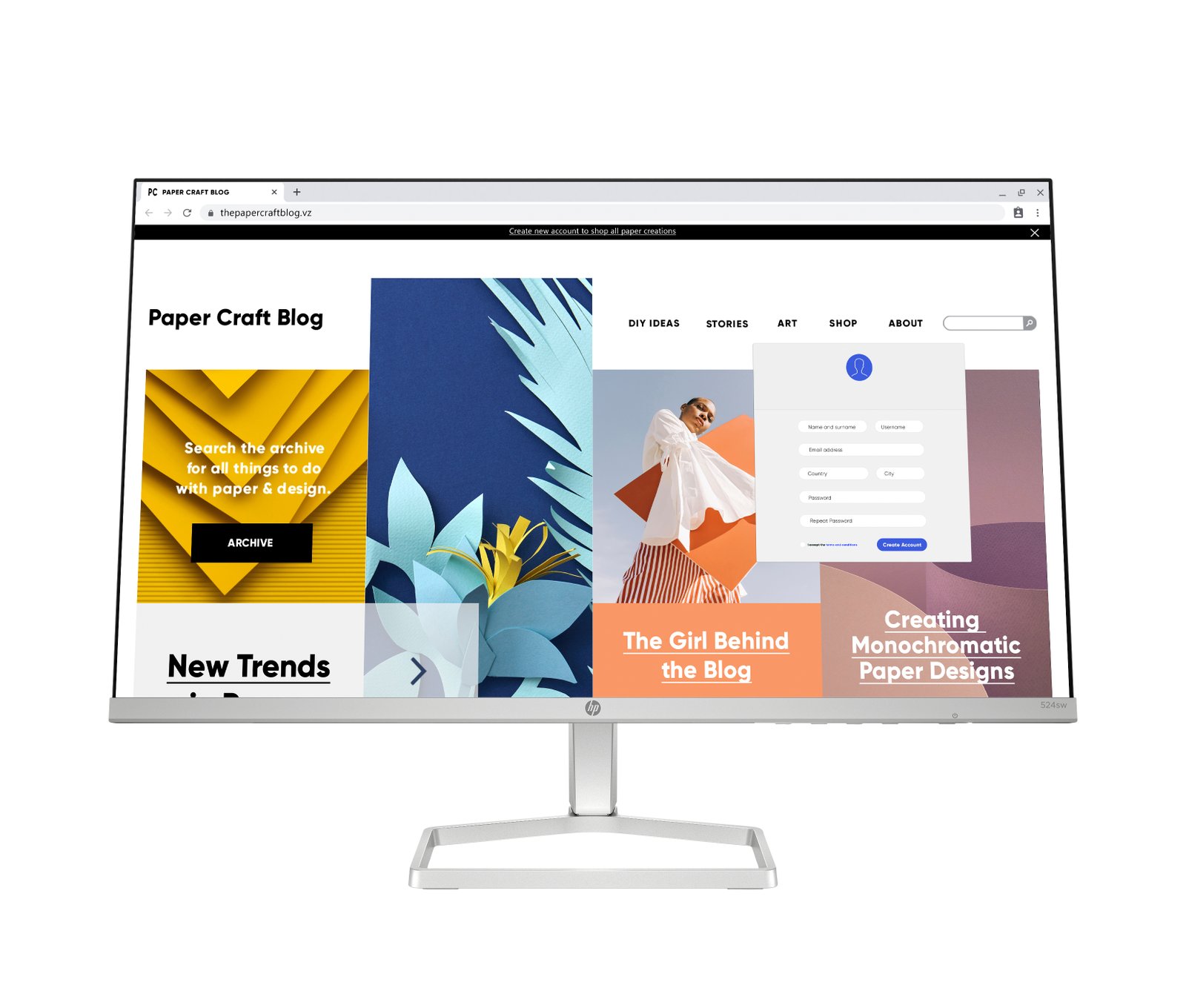 HPI SOURCING - NEW HP Series 5 23.8 inch FHD White Monitor - 524sw 94C21AA#ABA