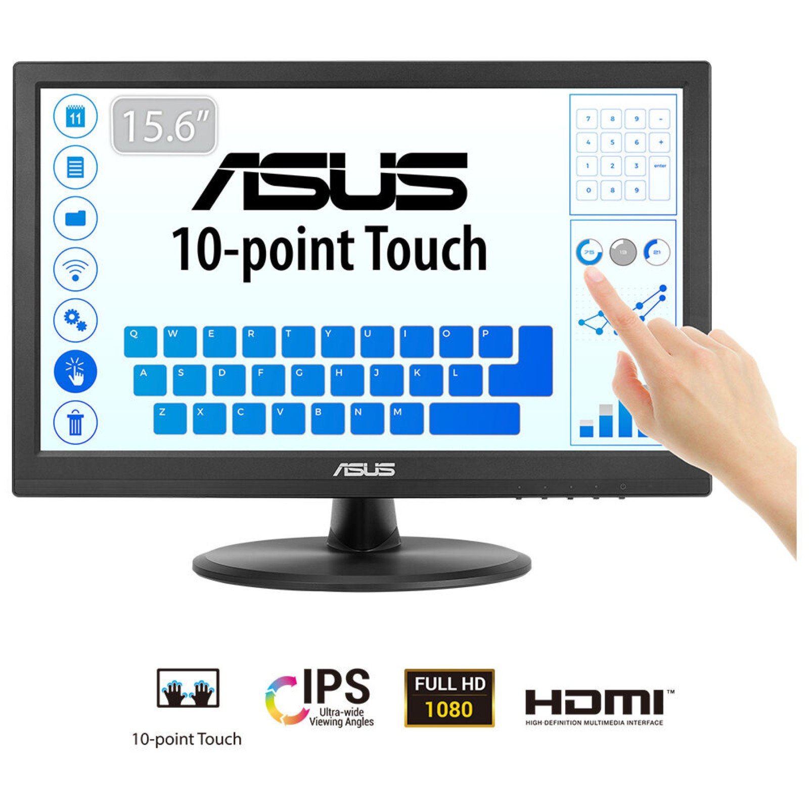 ASUS - DISPLAY Touch VT169HE computer monitor 39.6 cm (15.6") 1920 x 1080 pixels Full HD LED