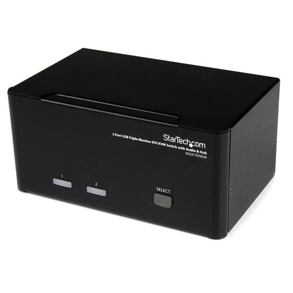 StarTech.com 2 Port Triple Monitor DVI USB KVM Switch with Audio  2.0 Hub SV231TDVIUA