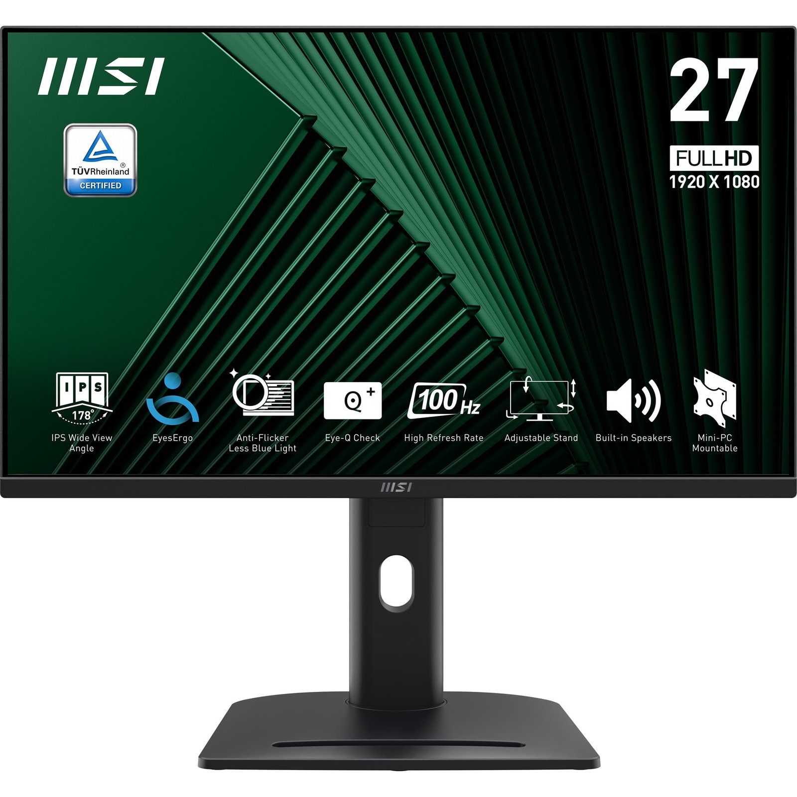 MSI - MONITORS PRO MP275PG 27 Inch Monitor, FHD (1920 x 1080), 100Hz, IPS, 1ms, 1x HDMI 1.4b, DP PROMP275PG