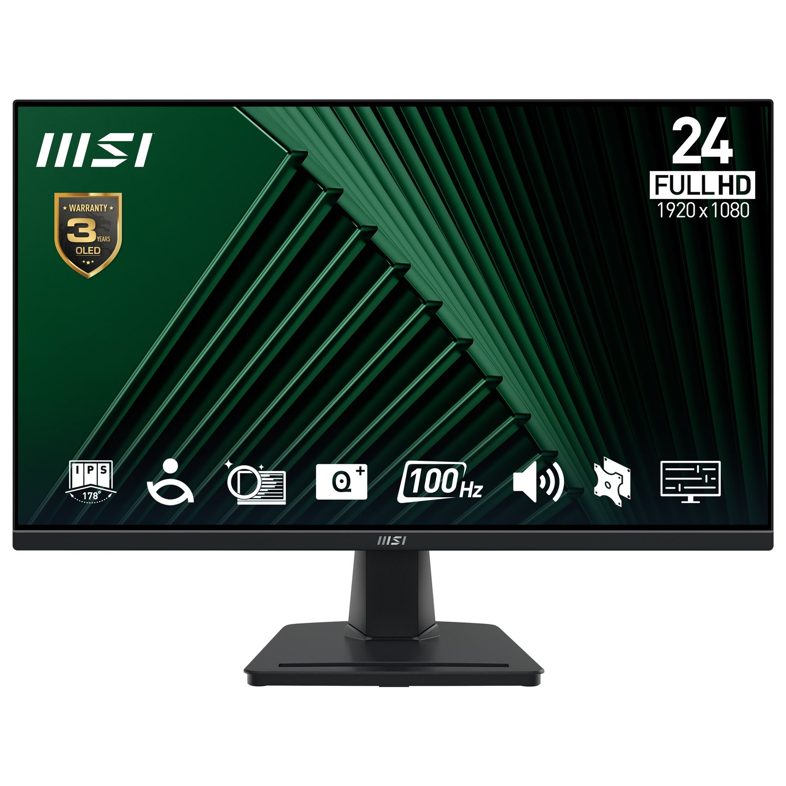 MSI - MONITORS Pro MP245G 24 Inch Monitor, FHD (1920 x 1080), 100Hz, IPS, 1ms, 1x HDMI 1.4b, DP PROMP245G