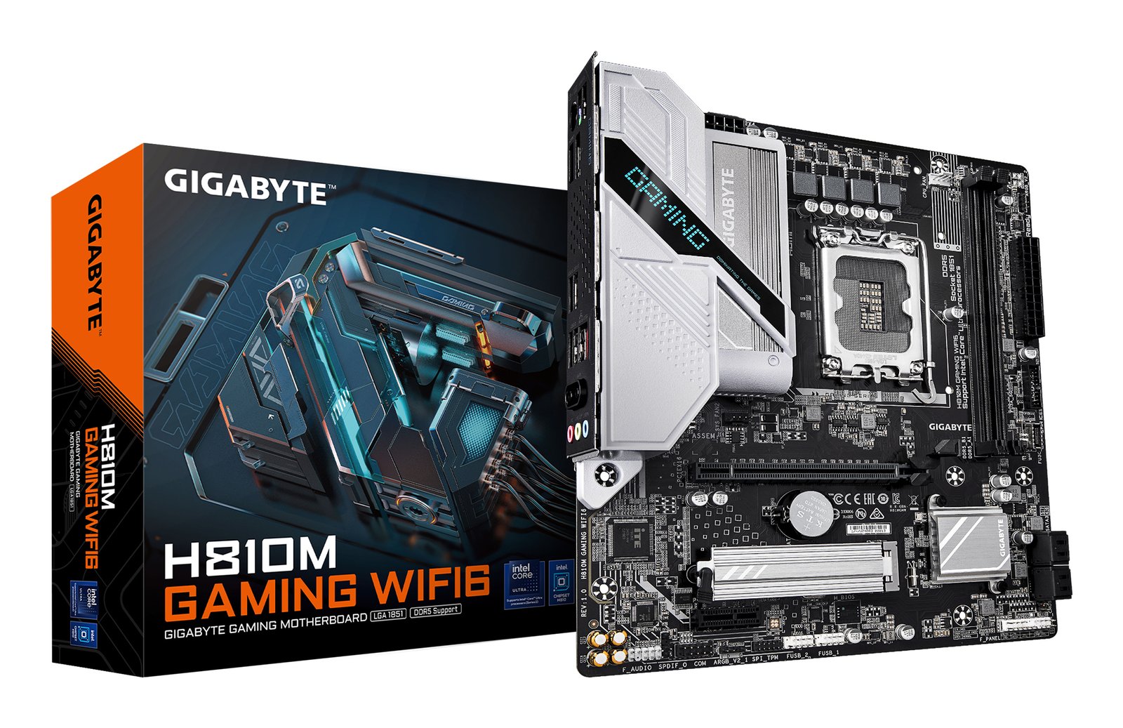 GIGABYTE H810M GAMING WIFI6 Motherboard - Intel Core Ultra (Series 2) CPUs, 4+1+2 Phases VRM, up to
