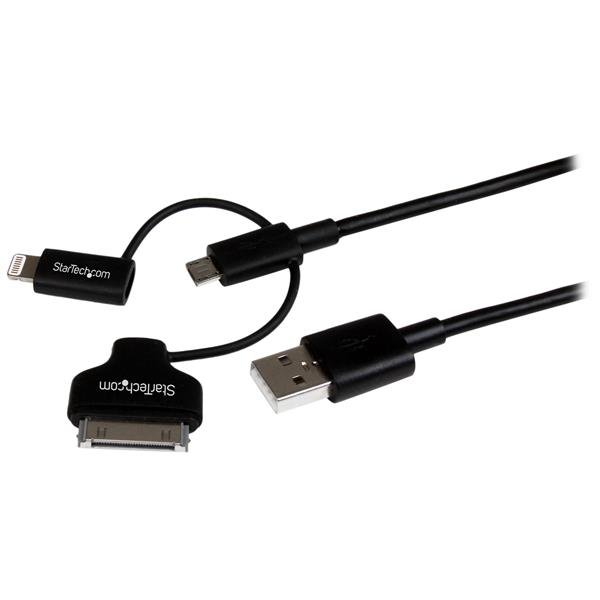 StarTech.com 1 m (3 ft.) in Charging Cable - Multi USB to Lightning or 30-pin Dock Micro-USB for LTADUB1MB