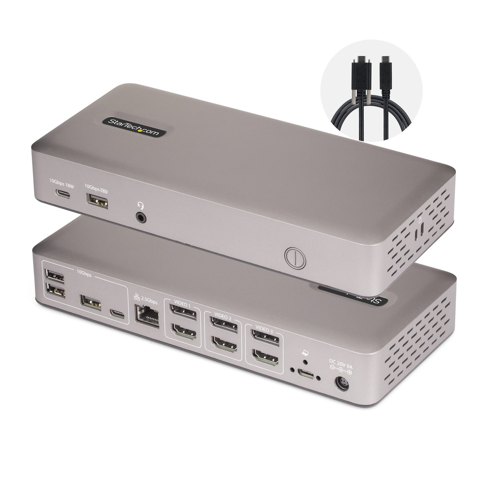 StarTech.com Triple-Monitor USB4 Docking Station, 4K 60Hz HDMI or DisplayPort, 100W Laptop 150NUSB4DOCKTRI