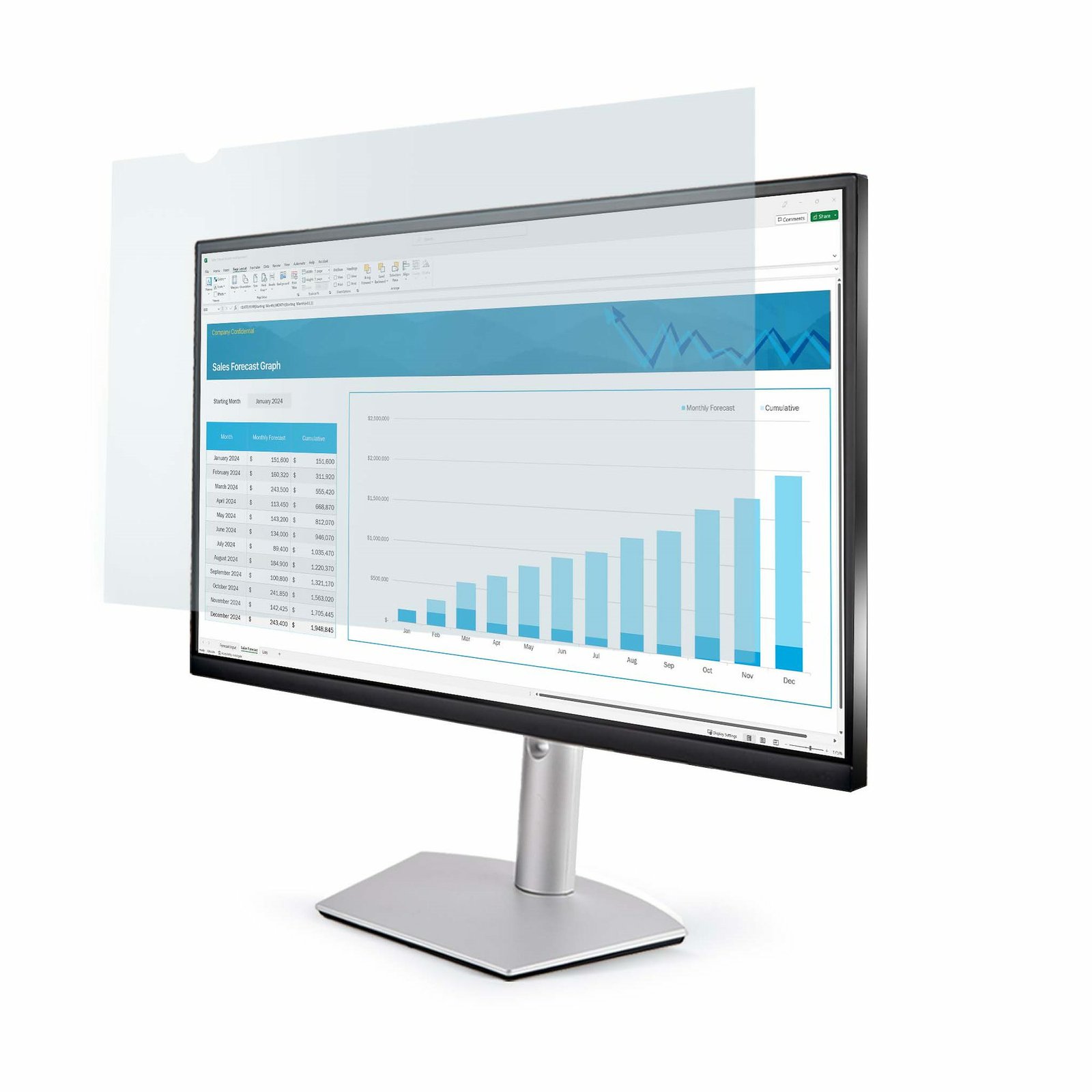 StarTech.com 24-inch 16:10 Anti-Blue Light Filter, BlueLight Screen for 24in Computer Monitor, 2461ANTIBLUELGT