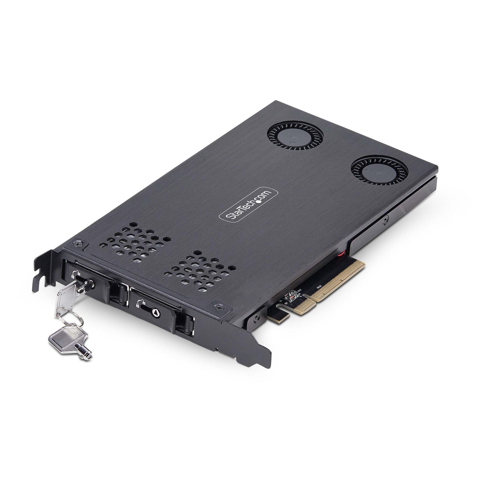 StarTech.com Dual-Bay M.2 NVMe SSD to PCIe x8 Removable Mobile Rack; Bifurcation Required; 2M2REMOVABLEPCI