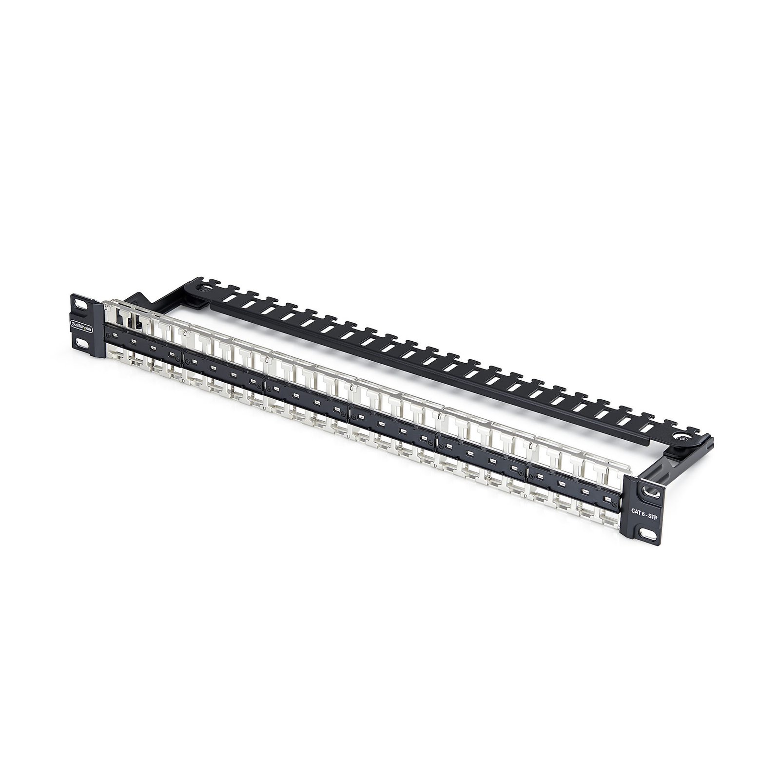 StarTech.com 48 Port 1U Blank Keystone Patch Panel with Cable Management Bar, Rackmount Cat6 for C6PANELSTP481UC