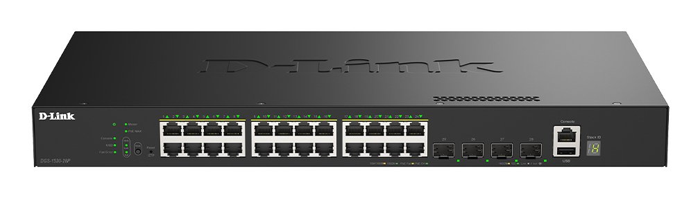 D-Link Systems 28-Port Gigabit Stackable PoE+ Smart Managed Switch with 4 x 10G SFP+ Ports DGS153028P