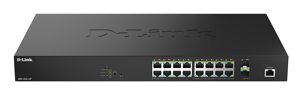 D-Link Systems 18-Port 2.5G Multi-Gigabit PoE++ Smart Managed Switch with 2 x 10G SFP+ Ports DMS125018P
