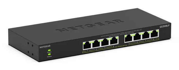 NETGEAR GS308LP Unmanaged Gigabit Ethernet (10/100/1000) Power over (PoE) Desktop Black GS308LP100NAS