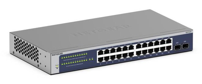 NETGEAR GS724T-600NAS network switch Managed L2+/L3 Gigabit Ethernet (10/100/1000) 1U Blue, Grey GS724T600NAS
