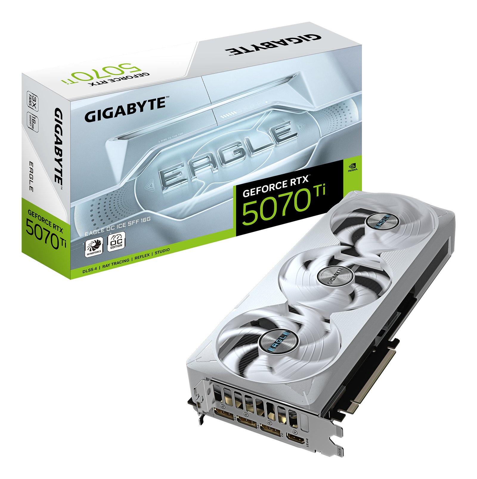Gigabyte Technology GeForce RTX 5070 Ti EAGLE OC ICE SFF 16G Graphics Card - 16GB GDDR7, 256bit, GVN507TEAGLEOCI