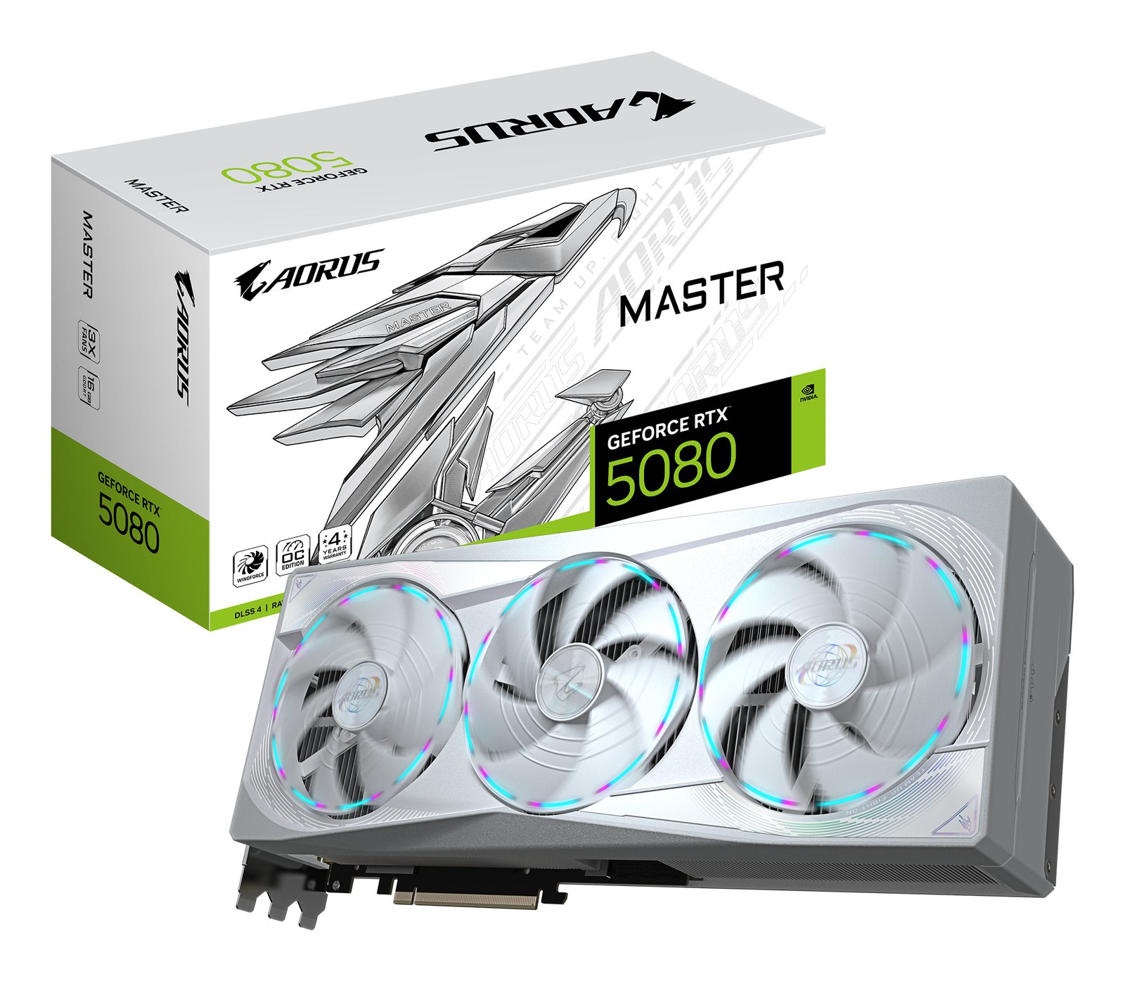 Gigabyte Technology AORUS GeForce RTX 5080 MASTER ICE 16G Graphics Card - 16GB GDDR7, 256bit, PCI-E GVN5080AORUSMIC