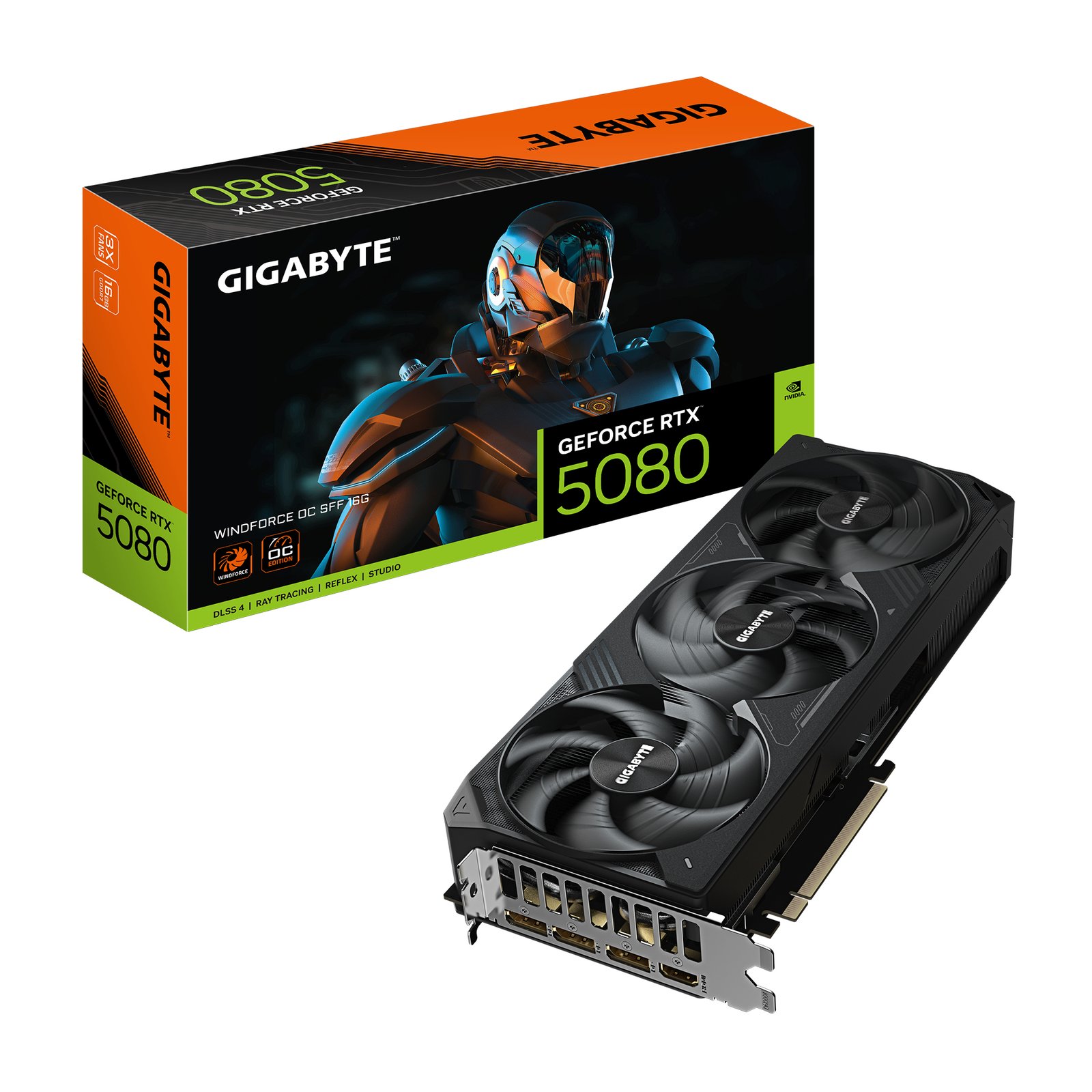 Gigabyte Technology GeForce RTX 5080 WINDFORCE OC SFF 16G Graphics Card GVN5080WF3OC16G
