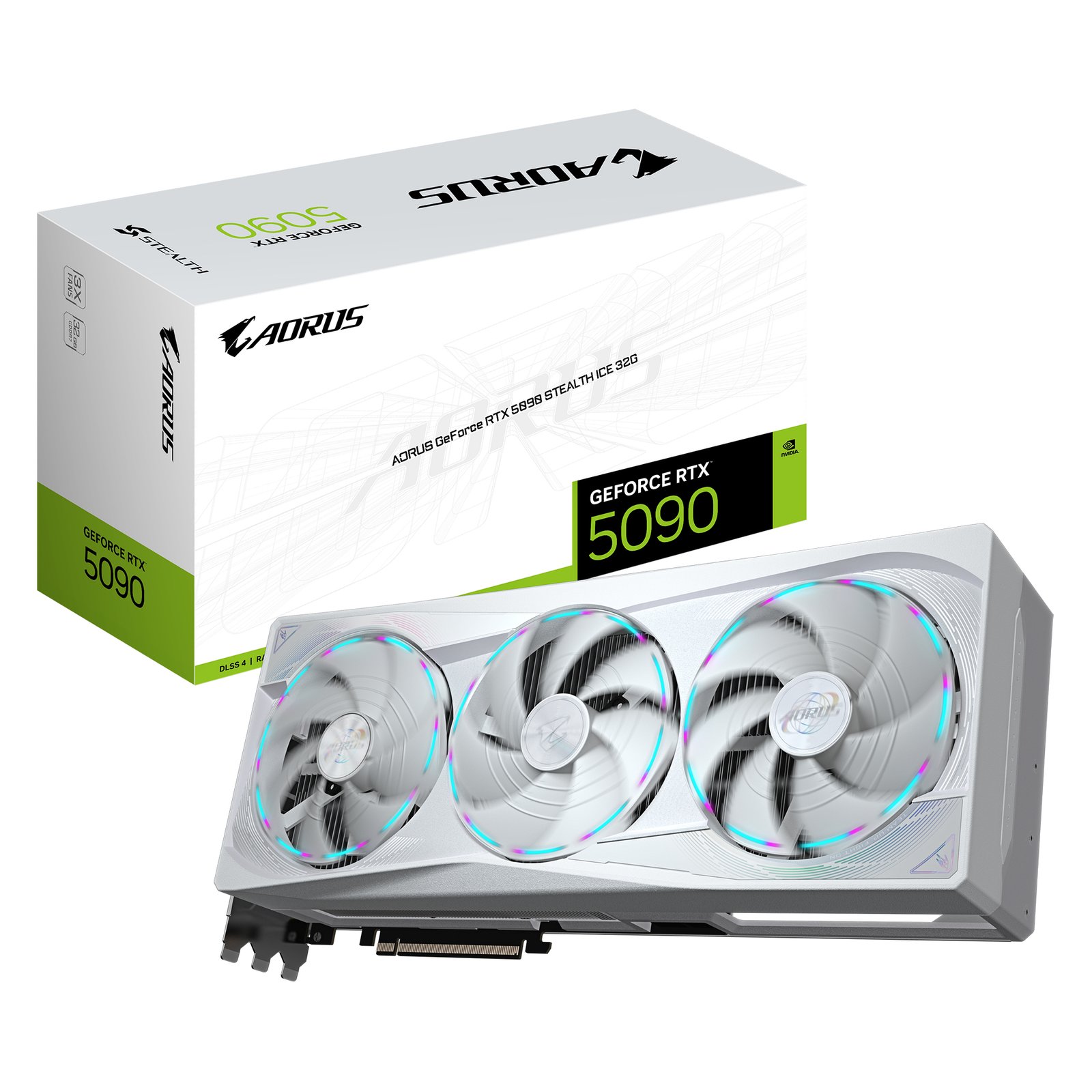 Gigabyte Technology AORUS GeForce RTX 5090 STEALTH ICE 32G Graphics Card - 32GB GDDR7, 512bit, GVN5090AORUSSTI