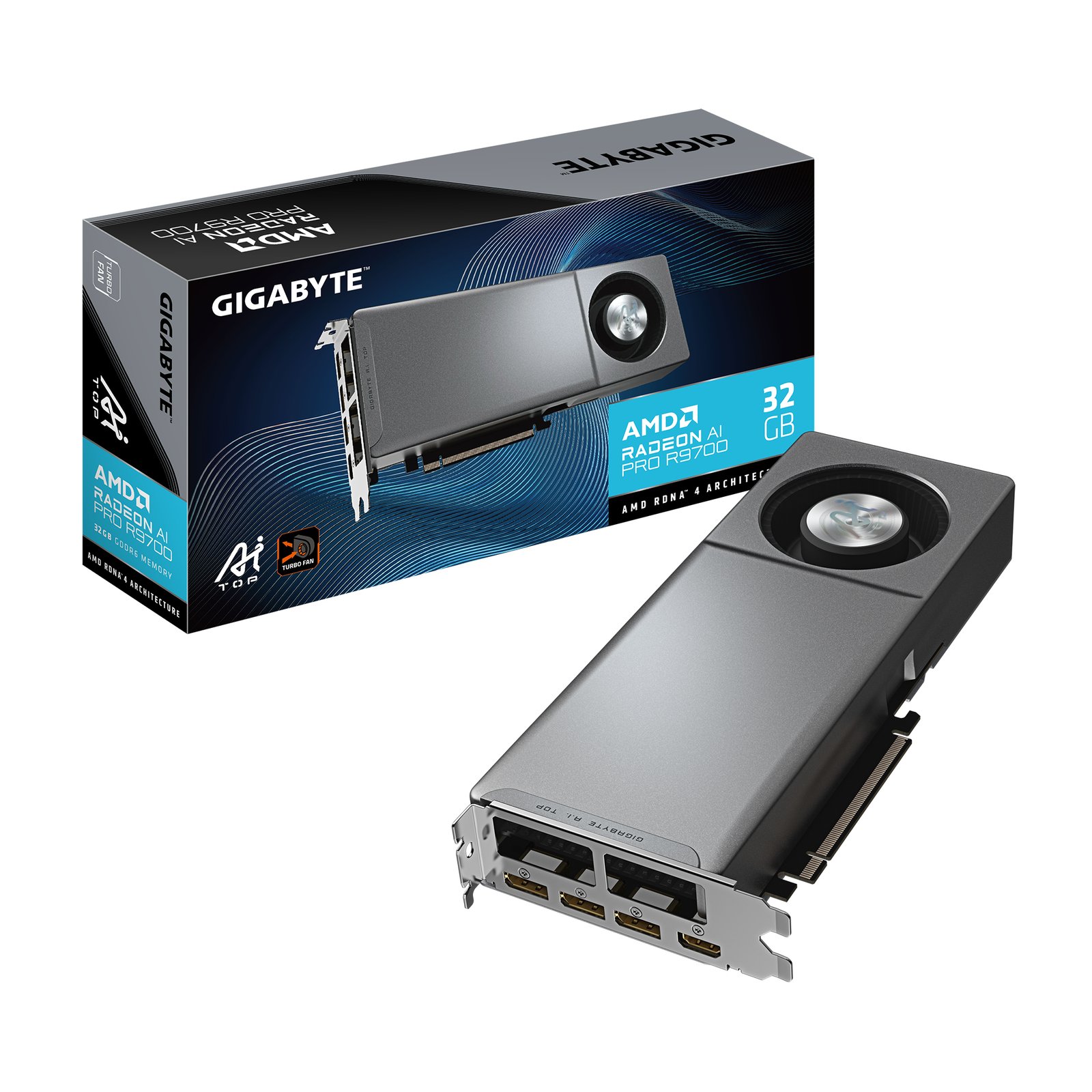 Gigabyte Technology Radeon AI PRO R9700 TOP 32G Graphics Card- 32GB GDDR6, 256 bit, PCI-E 5.0, GVR9700AITOP32G