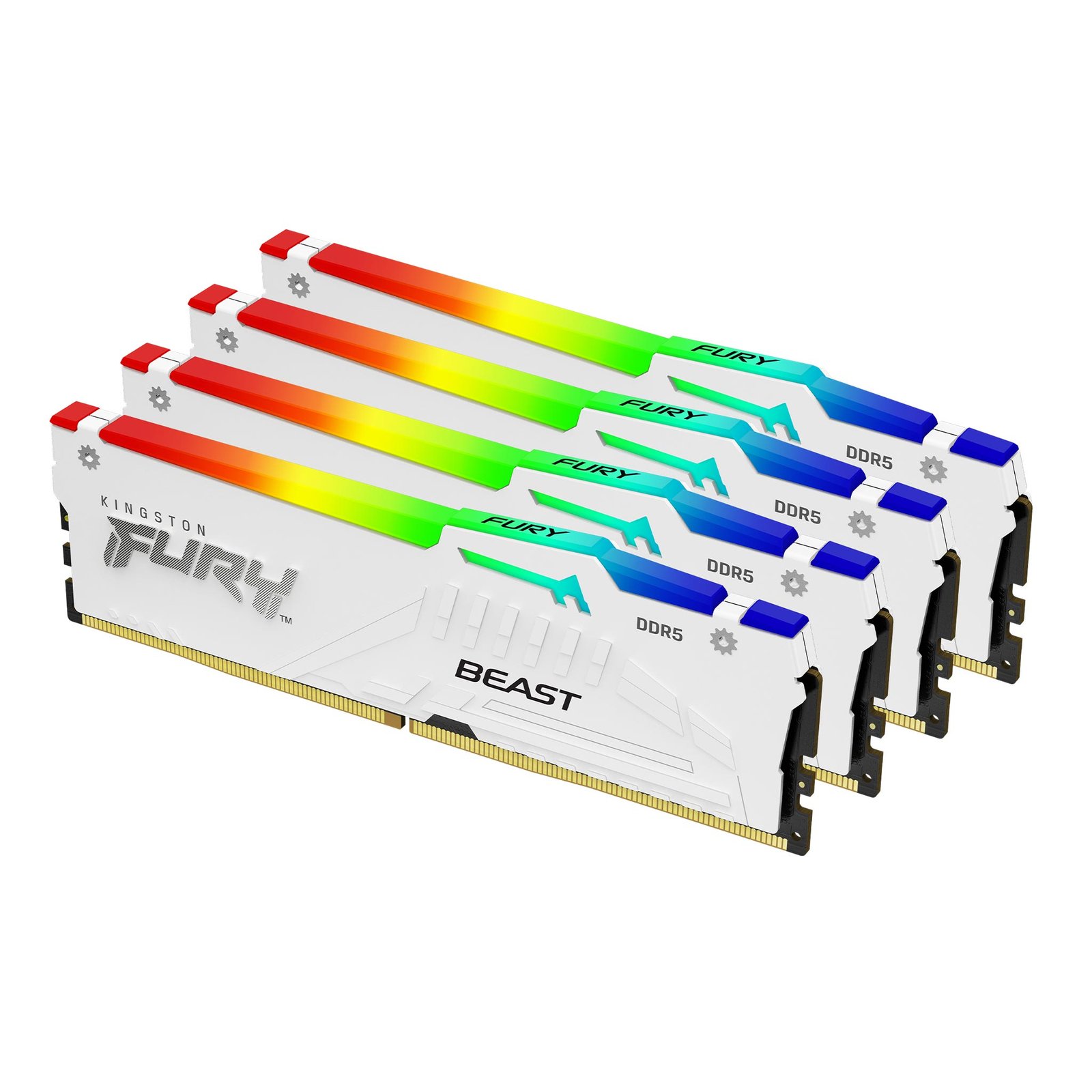 Kingston Value Ram Technology FURY Beast 128GB 5600MT/s DDR5 CL40 DIMM (Kit of 4) White RGB XMP KF556C40BWAK412