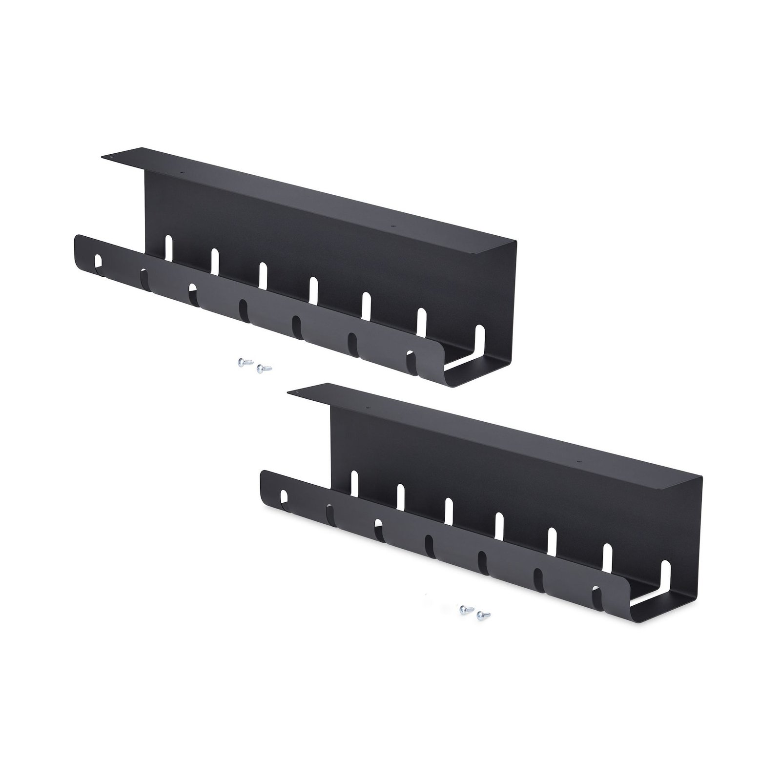 StarTech.com 2-Pack Under Desk Cable Management Tray, 42" Long (21" Per Metal Slotted Style S2MBDESKCABLETR