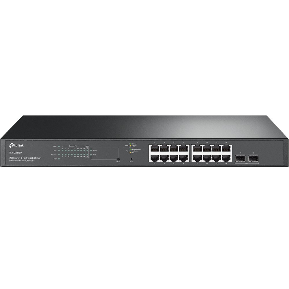 TP-Link JetStream 18-Port Gigabit Smart Switch with 16-Port PoE+ TLSG2218P