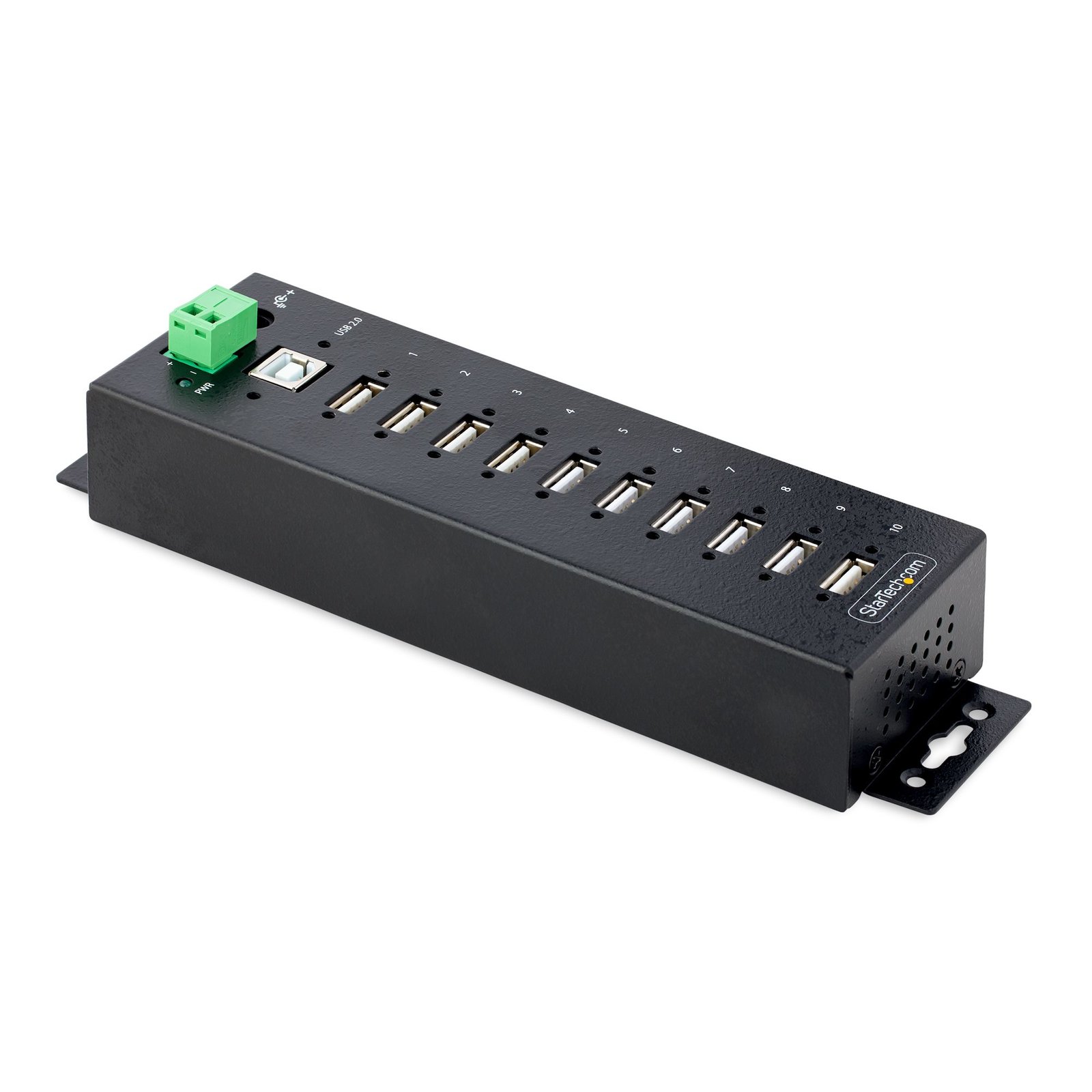 StarTech.com 10-Port Industrial USB 2.0 Hub, Rugged w/ESD Level 4 Protection, USB210AINDUSBAH