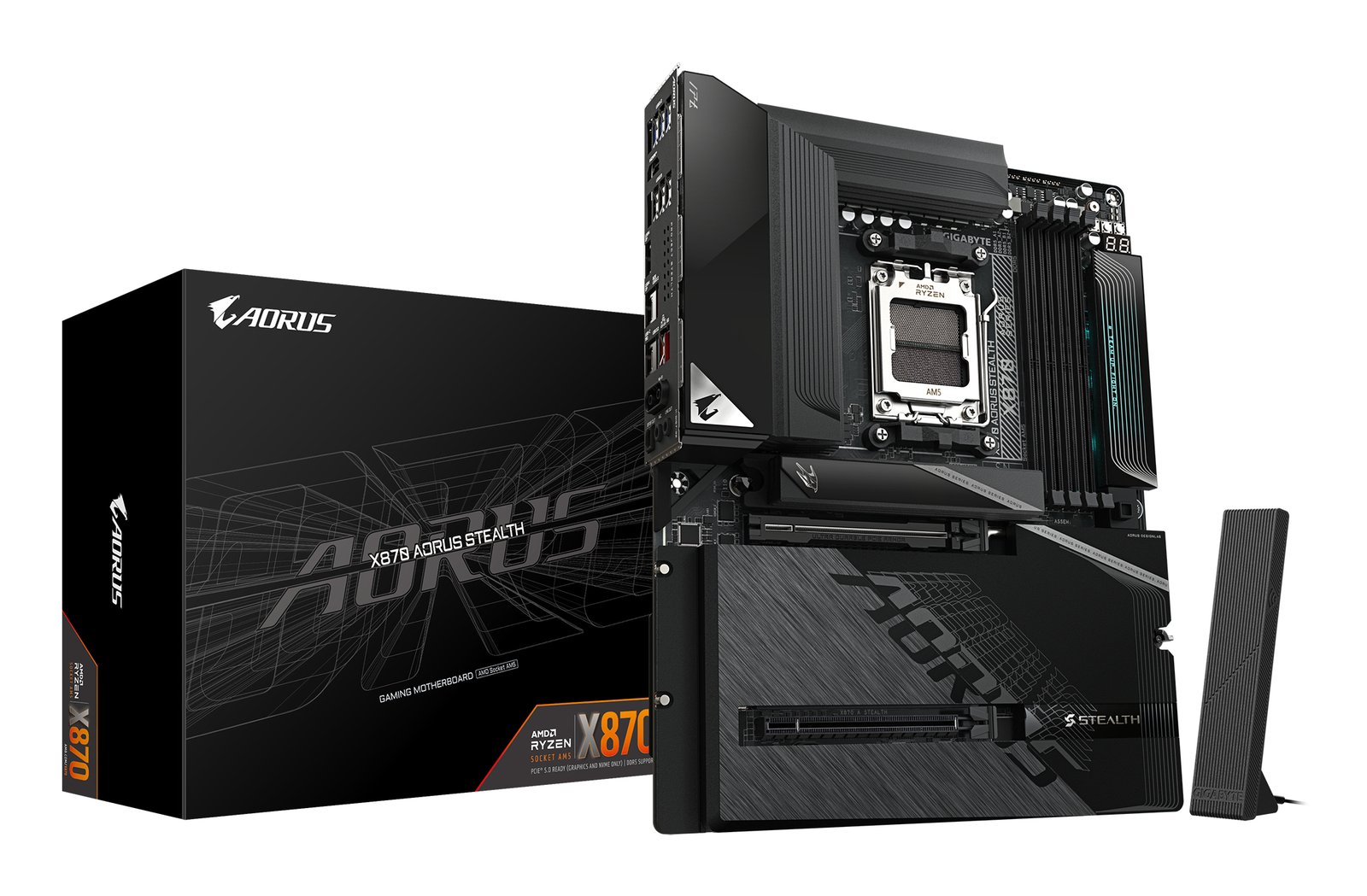 Gigabyte Technology X870 AORUS STEALTH Motherboard - Supports AMD Ryzen 9000 CPUs, 16+2+2 Phases X870AORUSTEALTH